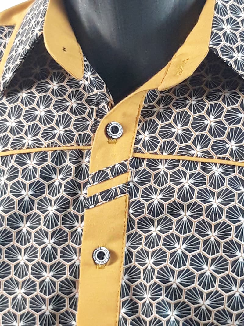 chemise_homme_manches_courtes_coupe_ajustee_100%_coton_oekotex_honey_moutarde_façons Façons sur chemise homme