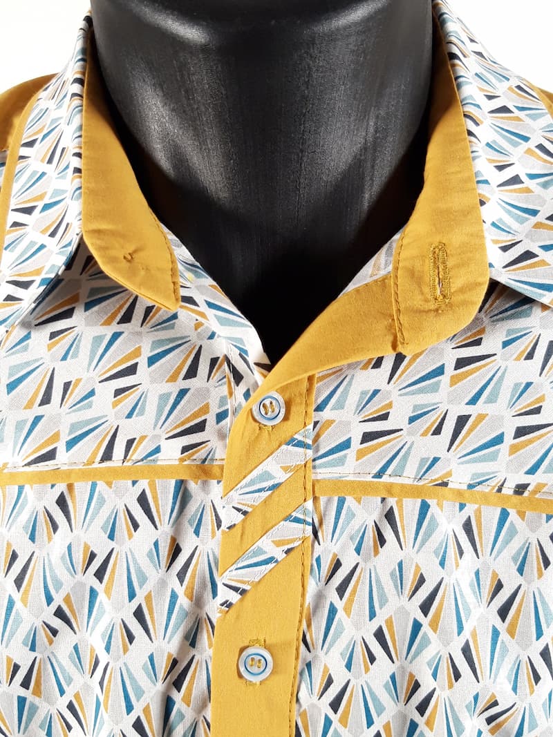 chemise_homme_manches_courtes_coupe_ajustee_100%_coton_oekotex_honey_éventails_façons_r Façons sur chemise homme